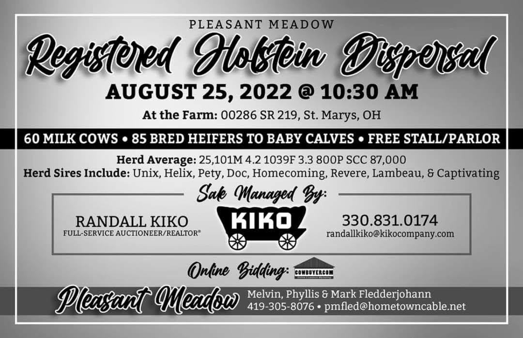 Pleasant Meadow Registered Holstein Dispersal
